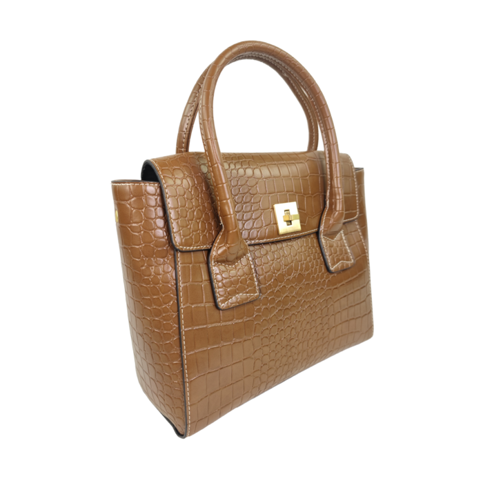 Handtasche KROKO nougat braun