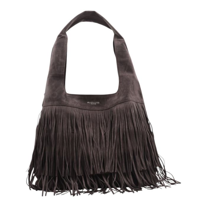 Handtasche MERLE Fransen Steingrau