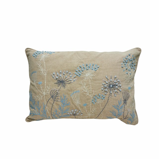 Lene Bjerre Kissenhülle VISILIA beige blau Stickerei