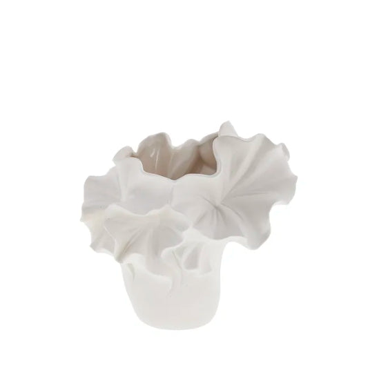 Lene Bjerre Vase ISOLINIA matt weiß Blüten