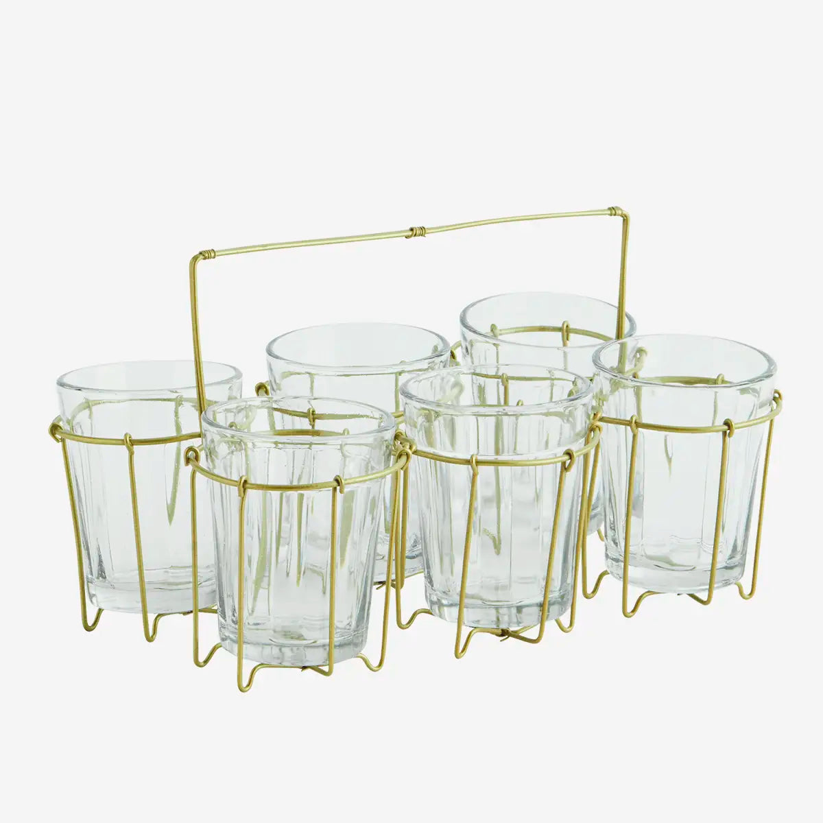 Madam Stoltz Glaskorb gold mit 6 Gläsern