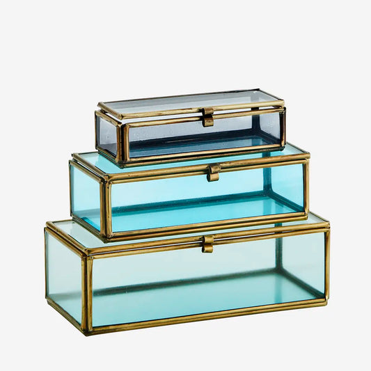 Madam Stoltz Glas Box BLUE, verschiedene Größen