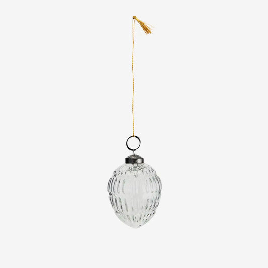 Madam Stoltz Glas Weihnachtskugel Zapfen Klarglas