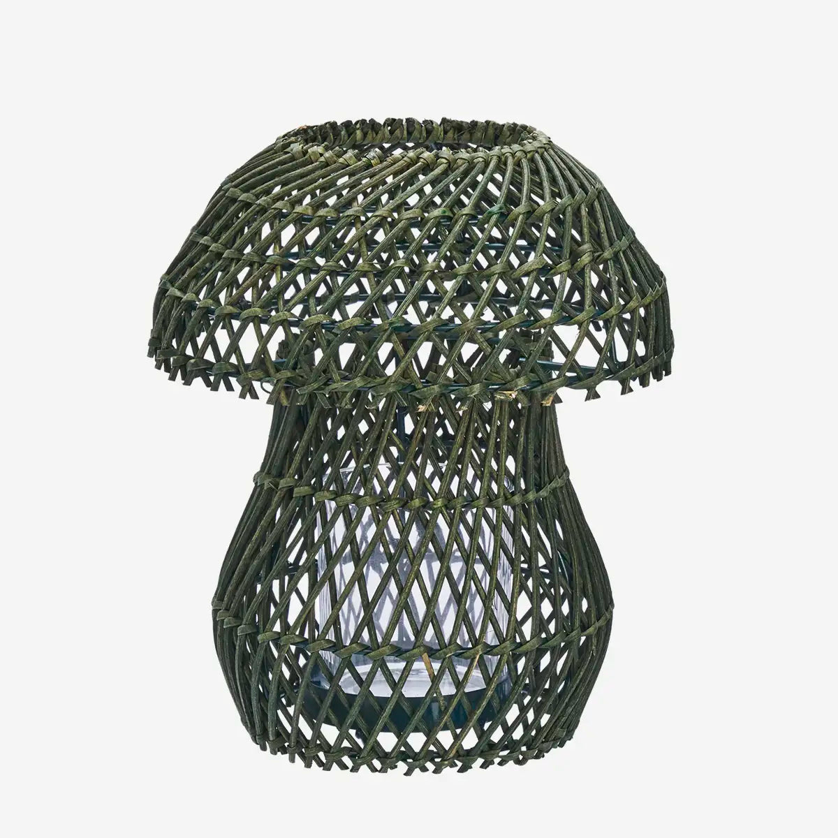 Madam Stoltz Rattan Laterne PILZ grün