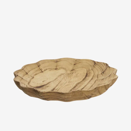 Madam Stoltz Holz Teller FLOWER 28 cm