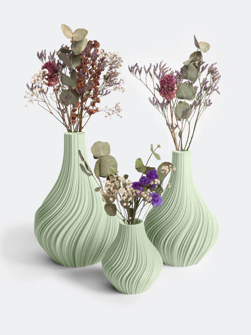 Nevalu Vase 3D Druck SWIRL, salbei, verschiedene Größen