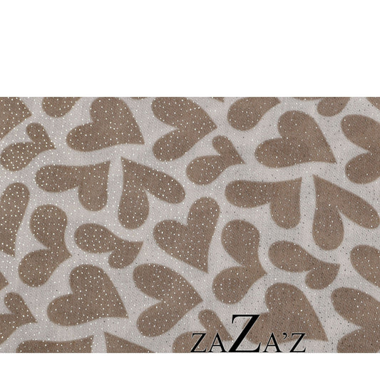 Tuch Schal HEARTS creme weiß