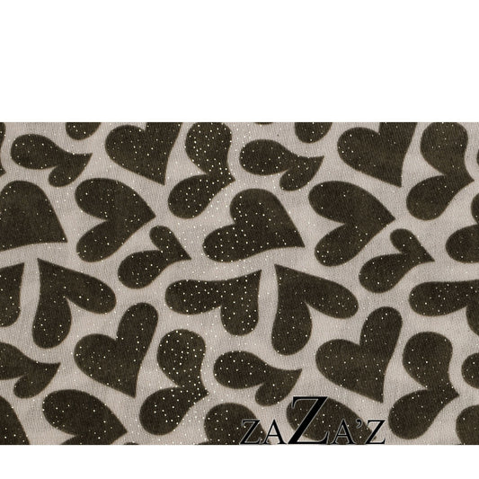 Tuch Schal HEARTS creme olive