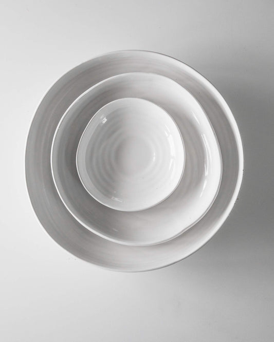 Sögne Schale STELLA ribbed weiß XL