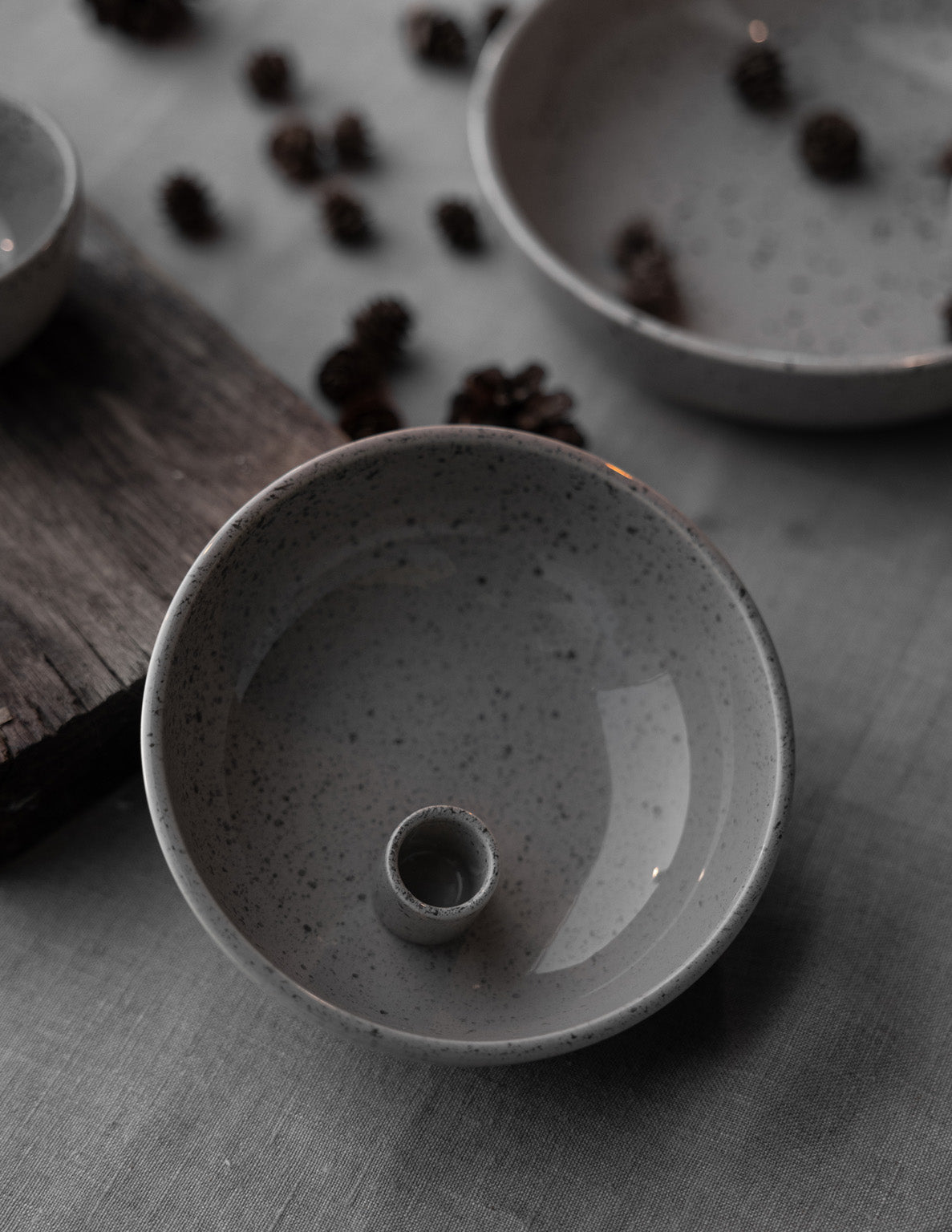 Storefactory Kerzenschale LIDATORP natur grau glasiert, verschiedene Größen