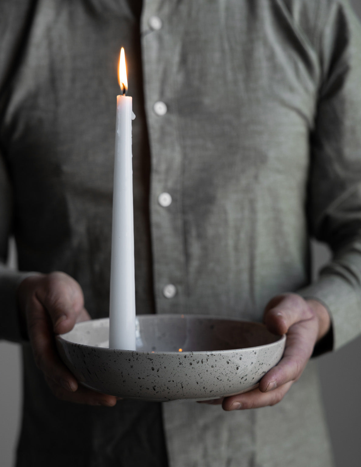 Storefactory Kerzenschale LIDATORP natur grau glasiert, verschiedene Größen