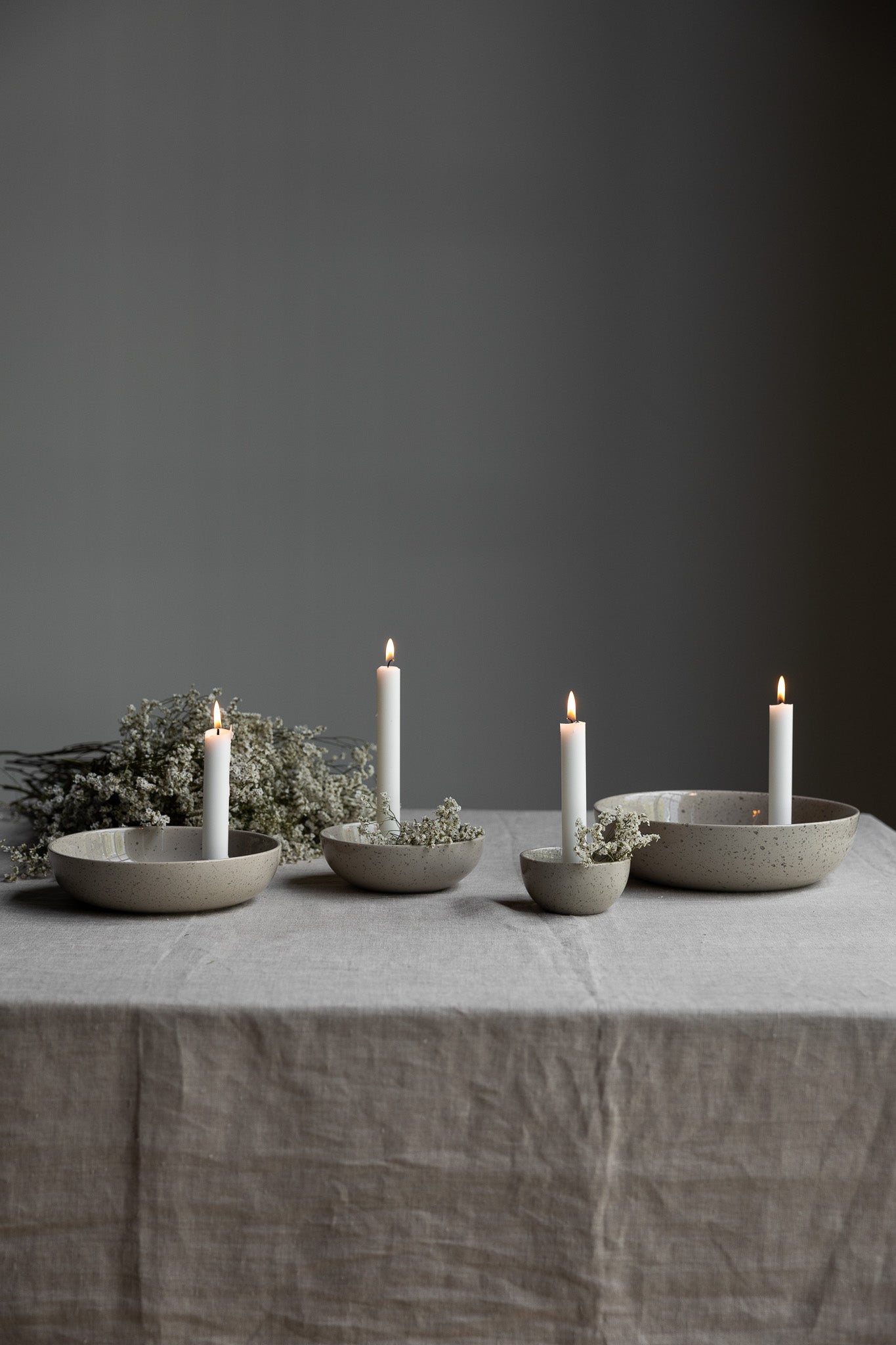 Storefactory Kerzenschale LIDATORP natur grau glasiert, verschiedene Größen