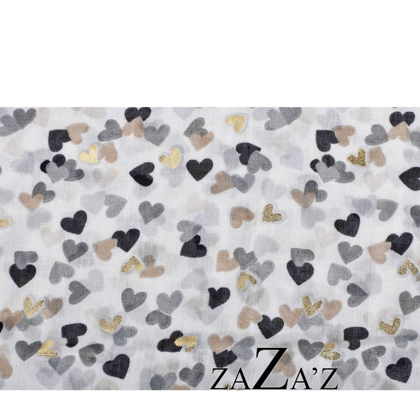 Tuch HEARTS weiß beige gold schwarz grau