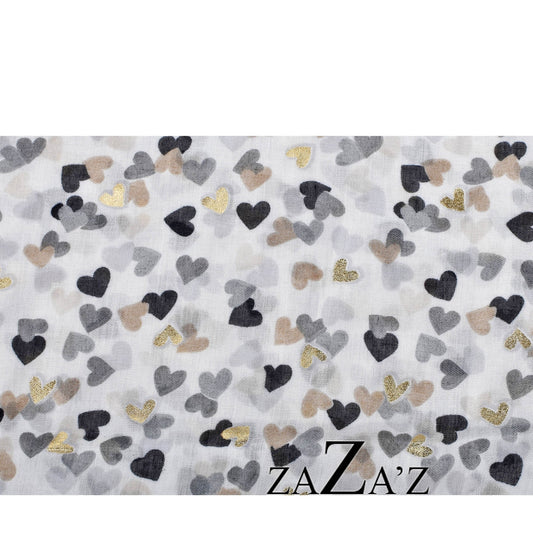 Tuch HEARTS weiß beige gold schwarz grau